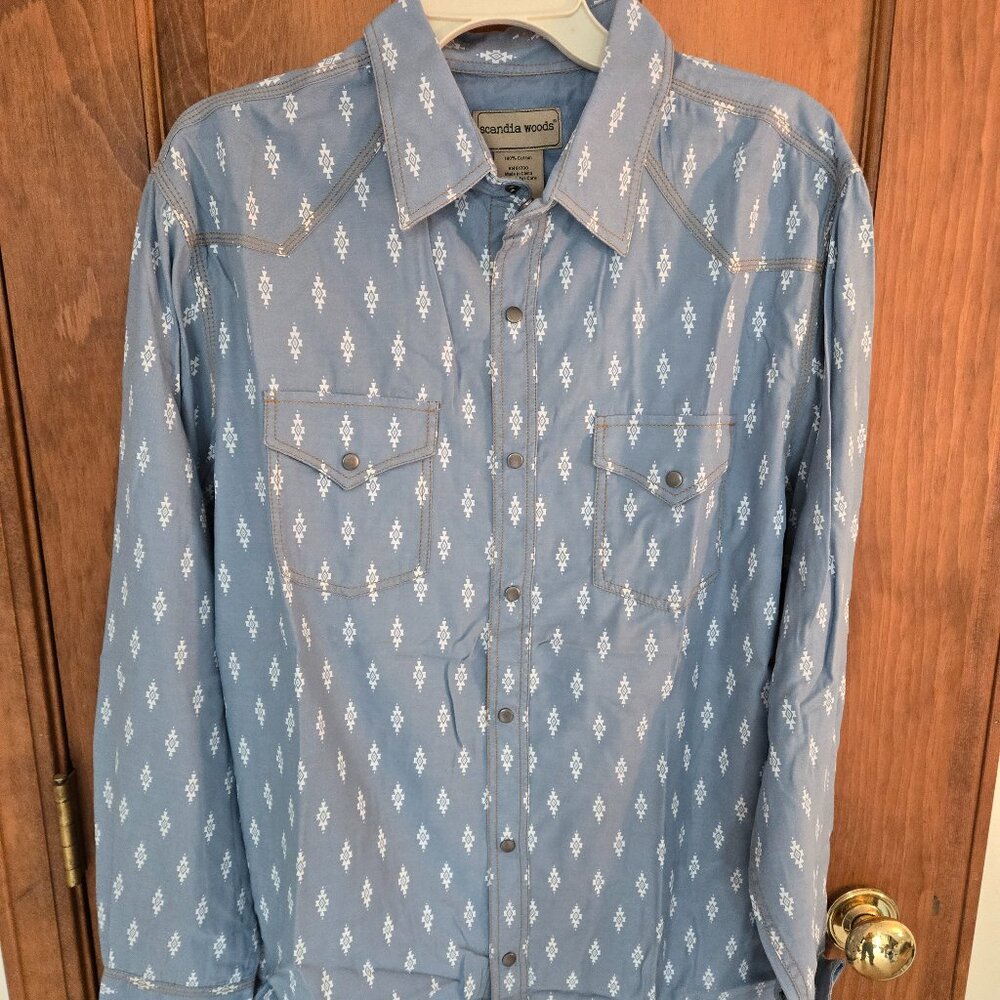 Scandia Woods Mens Casual Snap Button Down Shirt Sz M